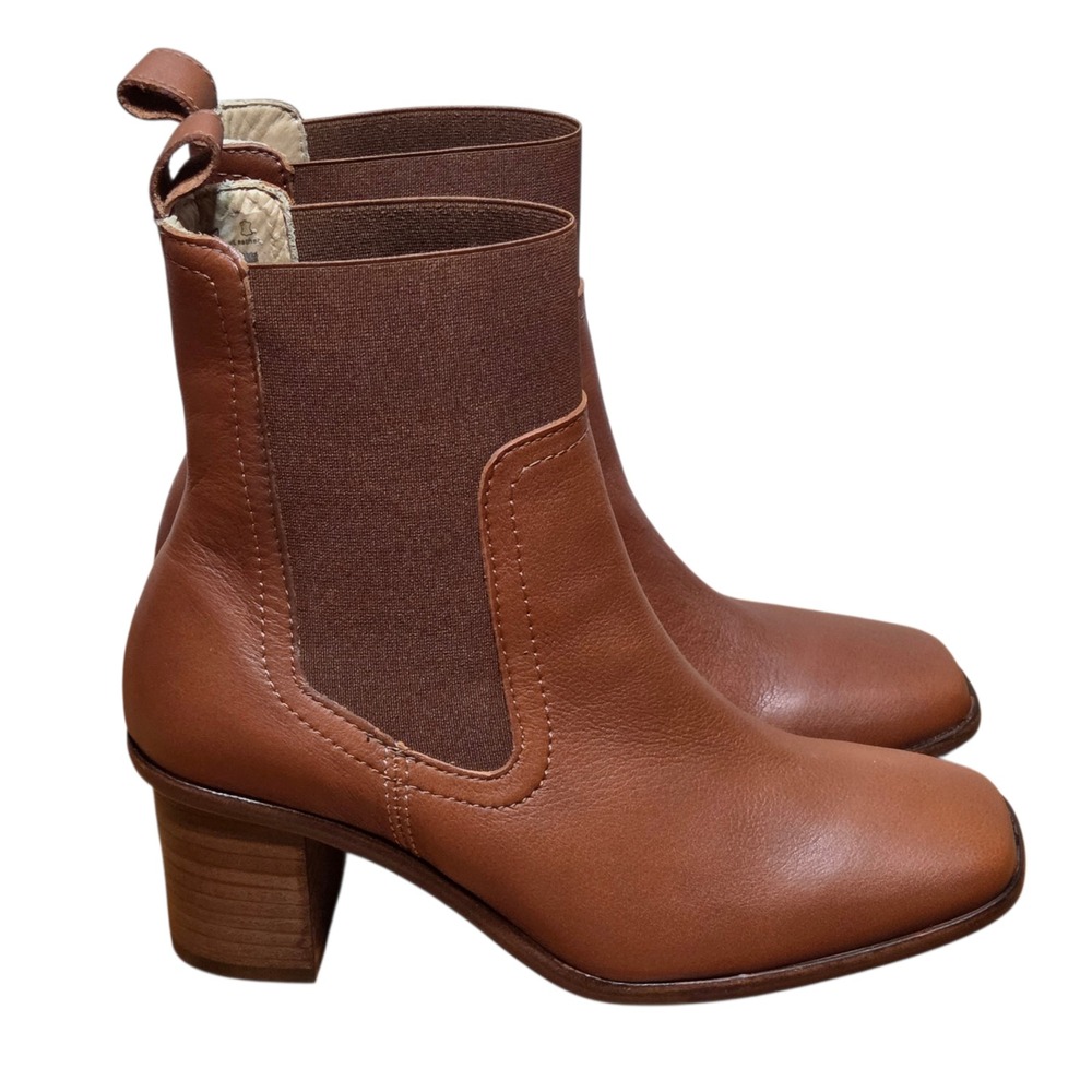 Portland Leather Brand Patina ‎ Chelsea Boots Womens 6 Brown  Block Heel Ankle